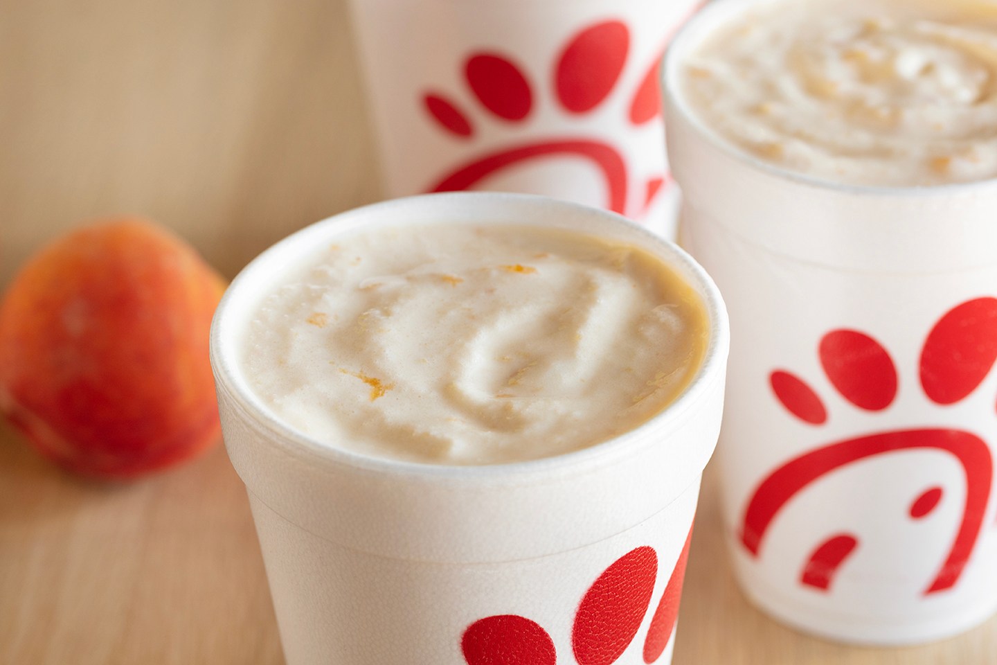 When and where is the Peach Milkshake available? ChickfilA